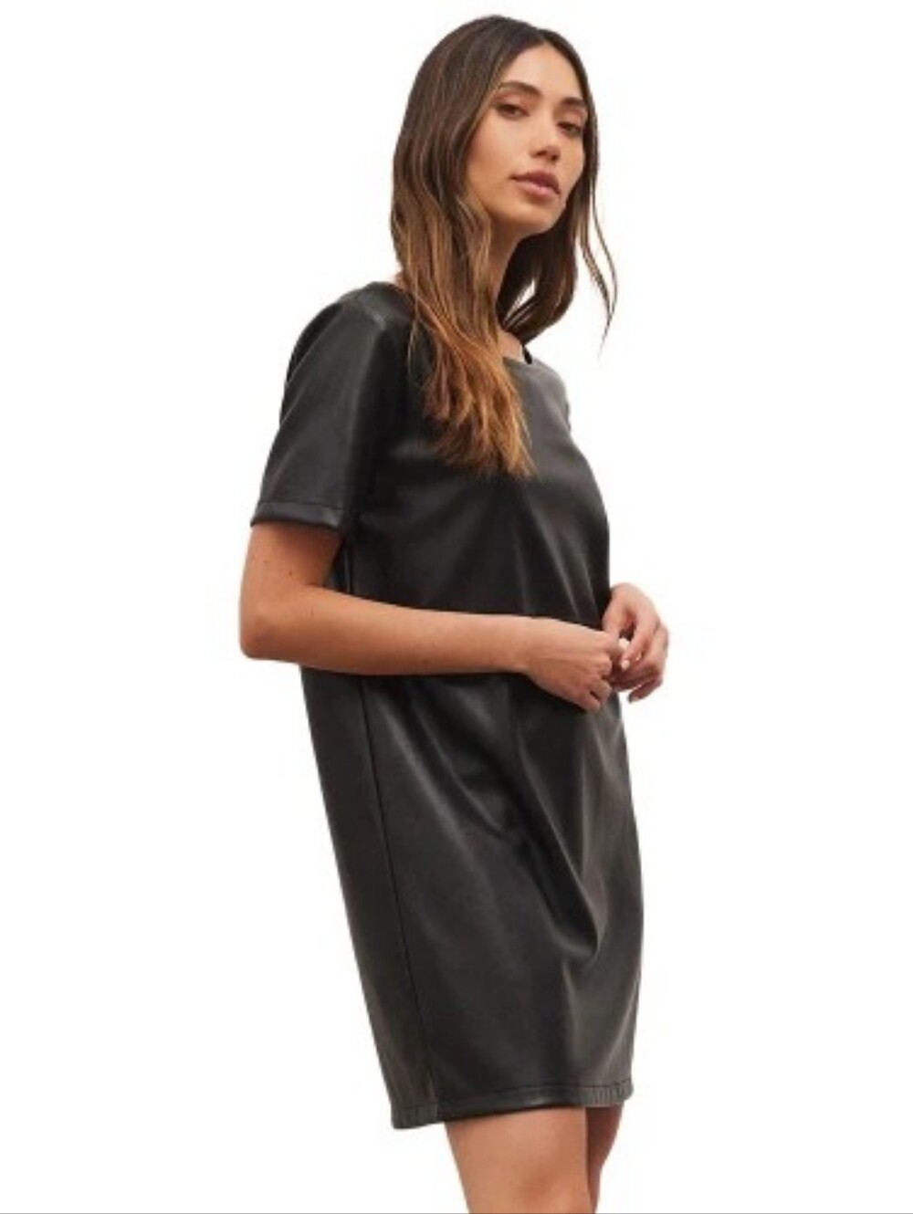 Z Supply London Faux Leather Mini Dress Black NWT Size Small